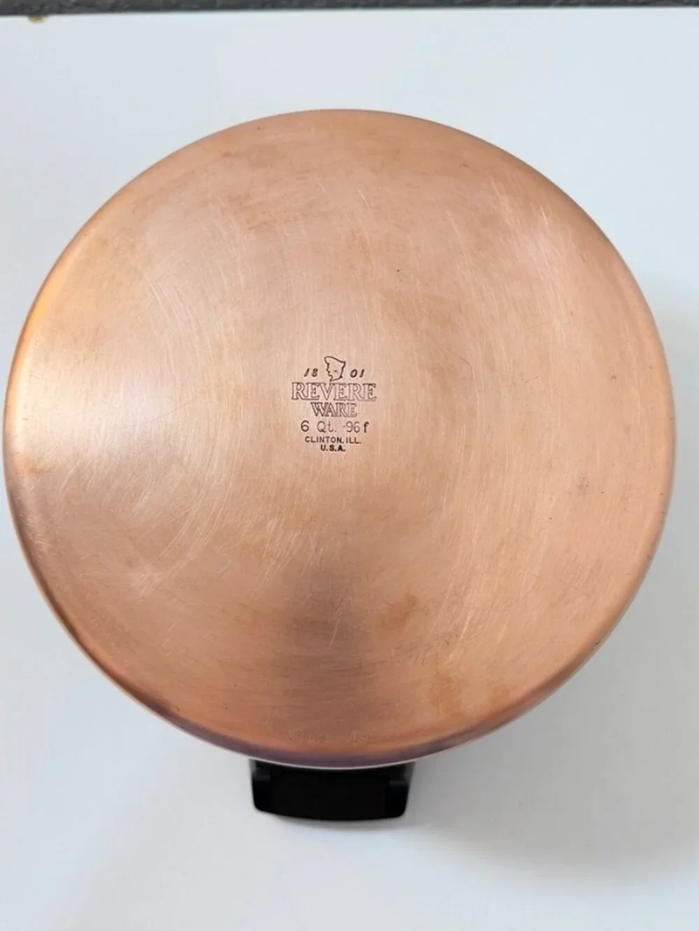 Vintage Revere Ware 6 QT -96f Stock Pot w/ Lid Copper Clad 1801 Clinton ILL USA